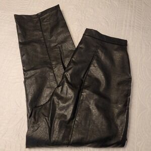 Princess Polly XX Women's US 8 Faux Leather Pants Black High Rise Straight Leg